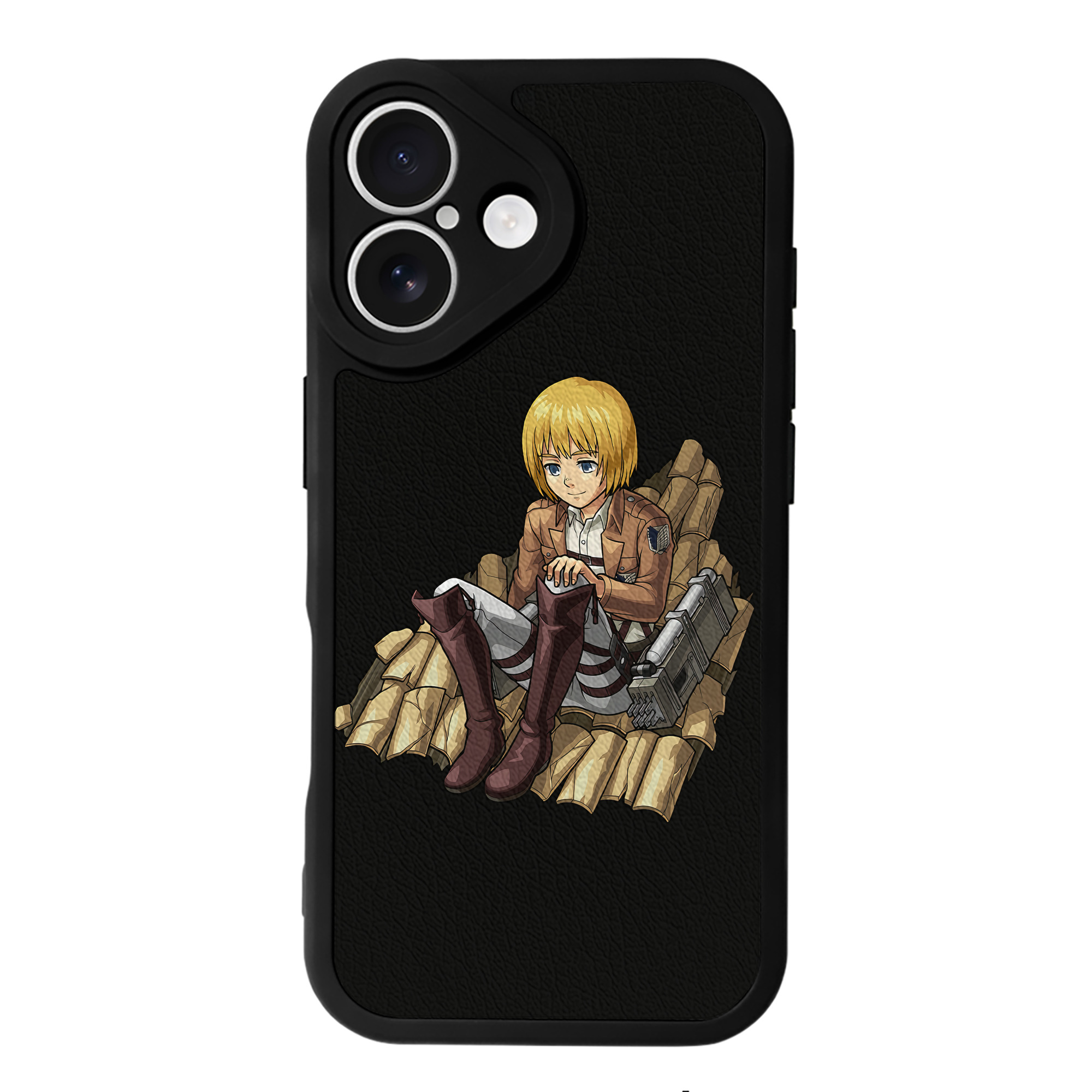 （画像用） 進撃の巨人 アルミン·アルレルト Attack on Titan Armin Arlert 【iPhone 16シリーズ対応】シリコンスマホケース（レザー調） 材質：シリコン